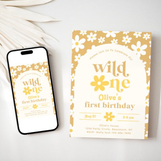 Wild One Daisy Birthday Einladung | Erste