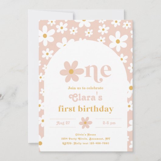 Wild One Daisy Birthday Einladung | Erste (Vorderseite)
