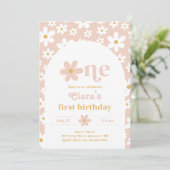 Wild One Daisy Birthday Einladung | Erste (Stehend Vorderseite)