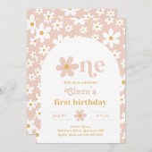 Wild One Daisy Birthday Einladung | Erste (Vorne/Hinten)