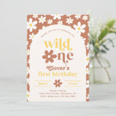 Wild One Daisy Birthday Einladung | Erste (Stehend Vorderseite)