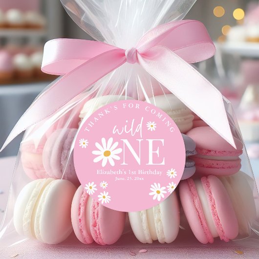 Wild One Daisy Birthday – First Birthday Girl Part Runder Aufkleber
