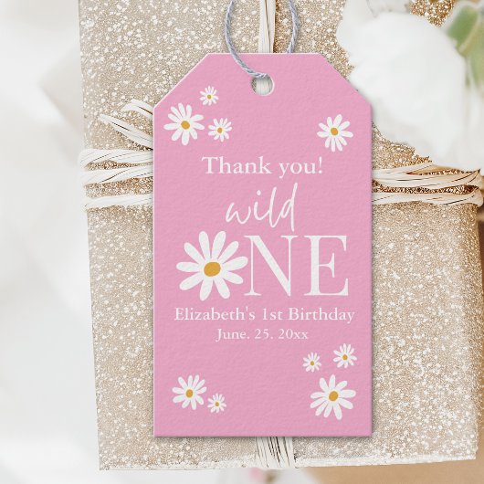 Wild One Daisy Birthday – Girl’s First Birthday Geschenkanhänger