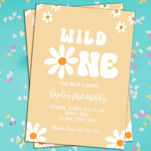 Wild One Daisy Birthday Party Boho 1. Geburtstag Einladung
