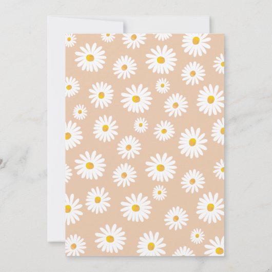 Wild One Daisy Boho Sand Creme Girl Erstgeburt Einladung (Rückseite)