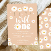 Wild One Daisy Boho Sand Creme Girl Erstgeburt Einladung