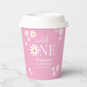 Wild One Daisy First Birthday – Boho Girl Party  Pappbecher (Rückseite)