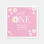 Wild One Daisy First Birthday Party – Boho Floral  Serviette (Vorderseite)