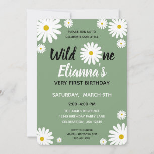 Wild ONE Daisy Flower Girl Geburtstag Einladung