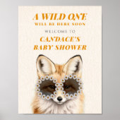 Wild One Daisy Fox Baby Dusche Willkommen Poster (Vorne)