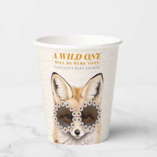 Wild One Daisy Fox Baby Shower Pappbecher (Vorderseite)
