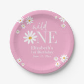 Wild One Daisy – Girl’s First Birthday Boho Party Pappteller (Vorderseite)