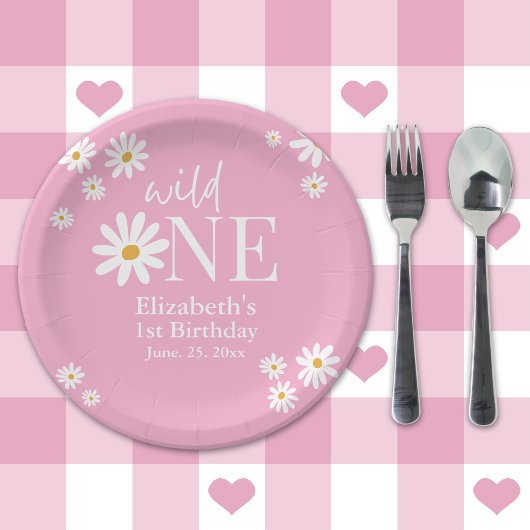 Wild One Daisy – Girl’s First Birthday Boho Party Pappteller