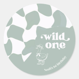 Wild One Dapper Duck 1. Geburtstag Hellgrün  Runder Aufkleber