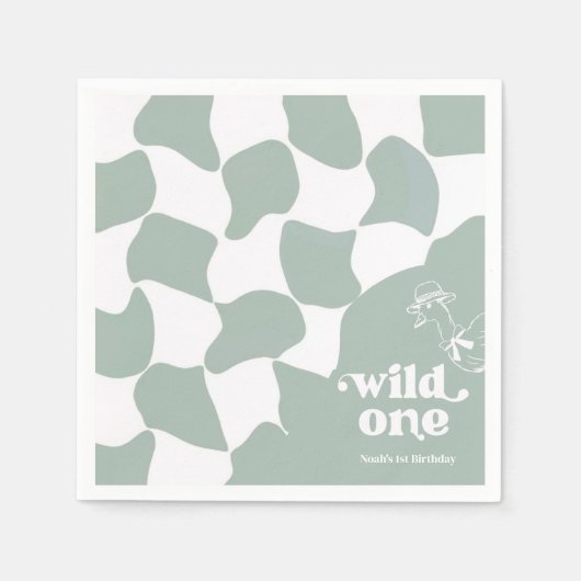 Wild One Dapper Duck 1. Geburtstag Salbeigrün Serviette (Vorderseite)