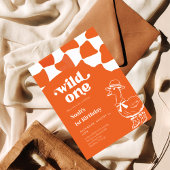 Wild One Dapper Duck 1st Birthday- orange retro Einladung