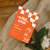 Wild One Dapper Duck 1st Birthday- orange retro Einladung