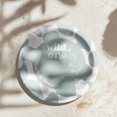 Wild One Dapper Duck 1st Birthday Sage Green Check Pappteller