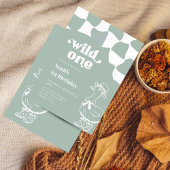 Wild One Dapper Duck 1st Birthday- sage green Einladung