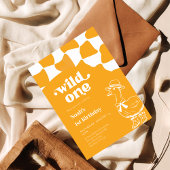 Wild One Dapper Duck 1st Birthday- yellow retro Einladung