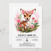 Wild One Deer Adventure Girl Birthday Einladung (Vorne/Hinten)