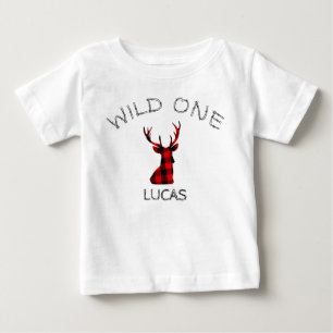Wild One Deer Antlers Woodland Lumberjack Geburtst Baby T-shirt
