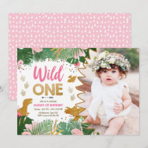 Wild One Dino Party Girl Pink Dinosaur Geburtstag