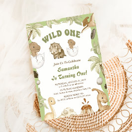 Wild One Dinosaur Boy 1. Geburtstag Einladung