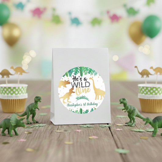 Wild One Dinosaur Boys 1. Geburtstag Runder Aufkleber