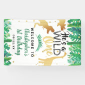 Wild One Dinosaur Boys 1. Geburtstag Willkommen Banner (Horizontal)