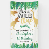 Wild One Dinosaur Boys 1. Geburtstag Willkommen Banner (Vertikal)