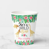 Wild One Dinosaur Girls 1. Geburtstag Pappbecher (Vorderseite)