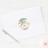 Wild One Dinosaur Girls 1. Geburtstag Runder Aufkleber (Umschlag)