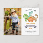 Wild One Dinosaurier 1. Geburtstag Foto Einladung Postkarte (Vorderseite)