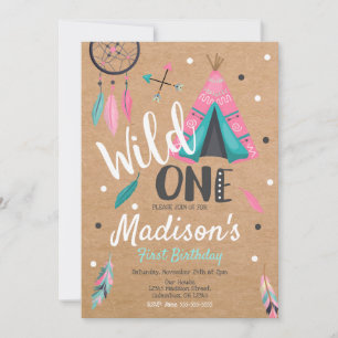 Wild One Dreamcatcher Teepee zum Geburtstag Einlad Einladung