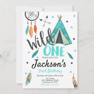 Wild One Dreamcatcher Teepee zum Geburtstag Einlad Einladung