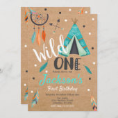 Wild One Dreamcatcher Teepee zum Geburtstag Einlad Einladung (Vorne/Hinten)