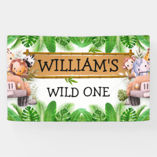 Wild One Dschungel Safari Tiere Geburtstag Banner