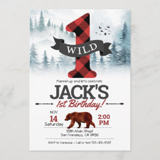 Wild One Einladung, Lumberjack Erster Geburtstag Einladung