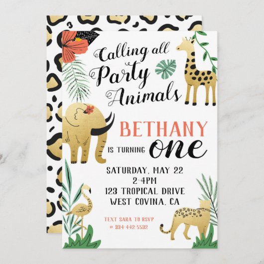 Wild One - Einladung zum ersten Geburtstag (Vorne/Hinten)