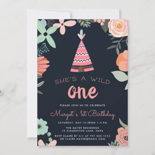 Wild One | Einladung zum ersten Geburtstag (Vorderseite)