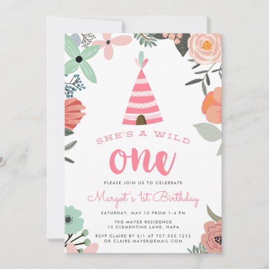 Wild One | Einladung zum ersten Geburtstag (Vorderseite)