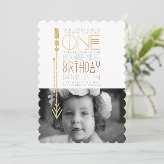 Wild One | Einladung zum Foto zum ersten Geburtsta (Stehend Vorderseite)