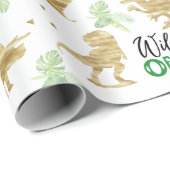 Wild one Elegant golden Dinosaur Geschenkpapier (Rolleneckpunkt)