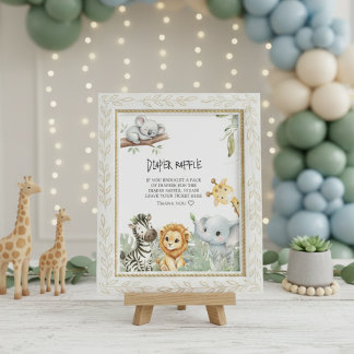 Wild One Elegant Safari Jungle Animals Baby Shower Begleitkarte