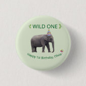 Wild One Elephant Birthday Accent Button (Vorderseite)