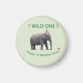Wild One Elephant Birthday Keepsake Magnet