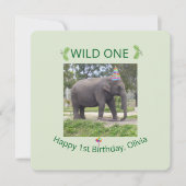 Wild One Elephant Birthday Party Invite Design Einladung (Vorderseite)