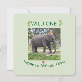 Wild One Elephant Birthday Party Invite Design Einladung