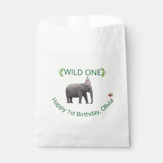 Wild One Elephant Celebration Accent Geschenktütchen (Vorderseite)